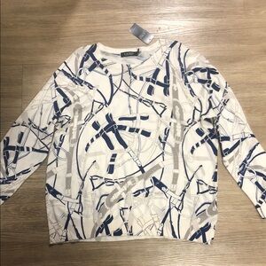 New Ralph Lauren Blue and White Patterned sweater 3X